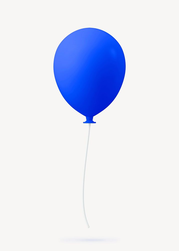 Blue balloon clipart, 3d birthday graphic