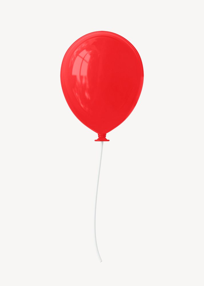 Red balloon clip art, 3d birthday graphic