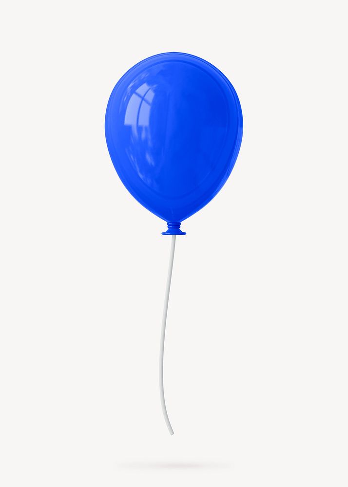 Blue balloon clipart, 3d birthday graphic