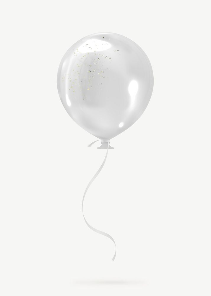 Silver balloon, party collage element psd
