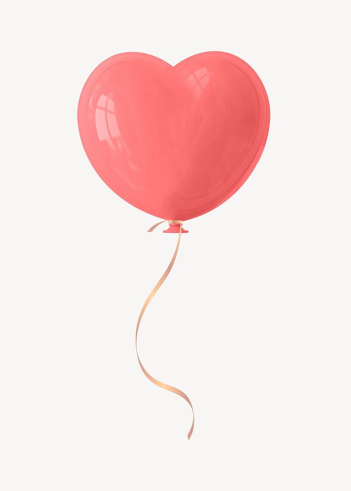 Red balloon clipart, 3d birthday graphic