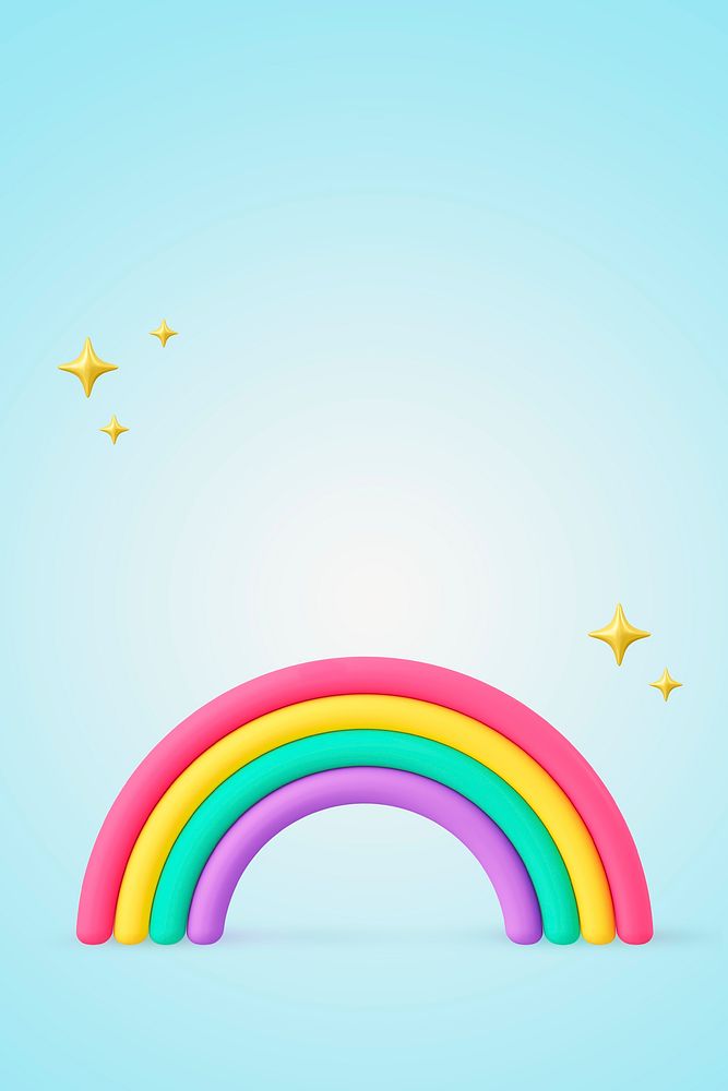 Rainbow background, 3d birthday graphic psd