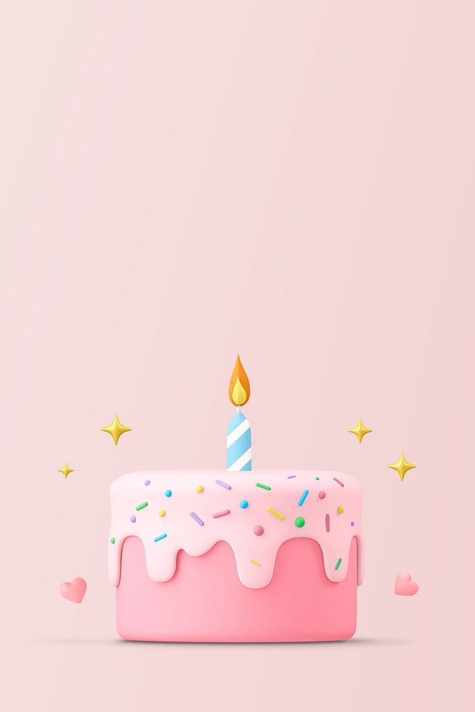 Cake background, 3d birthday graphic psd