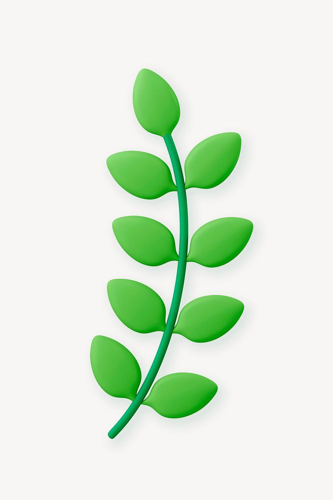 3D leaf branch, green nature illustration psd