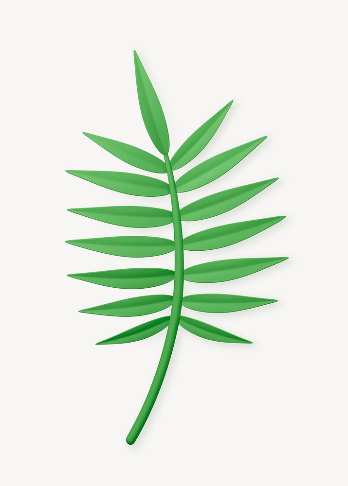 3D leaf collage element, botanical design psd