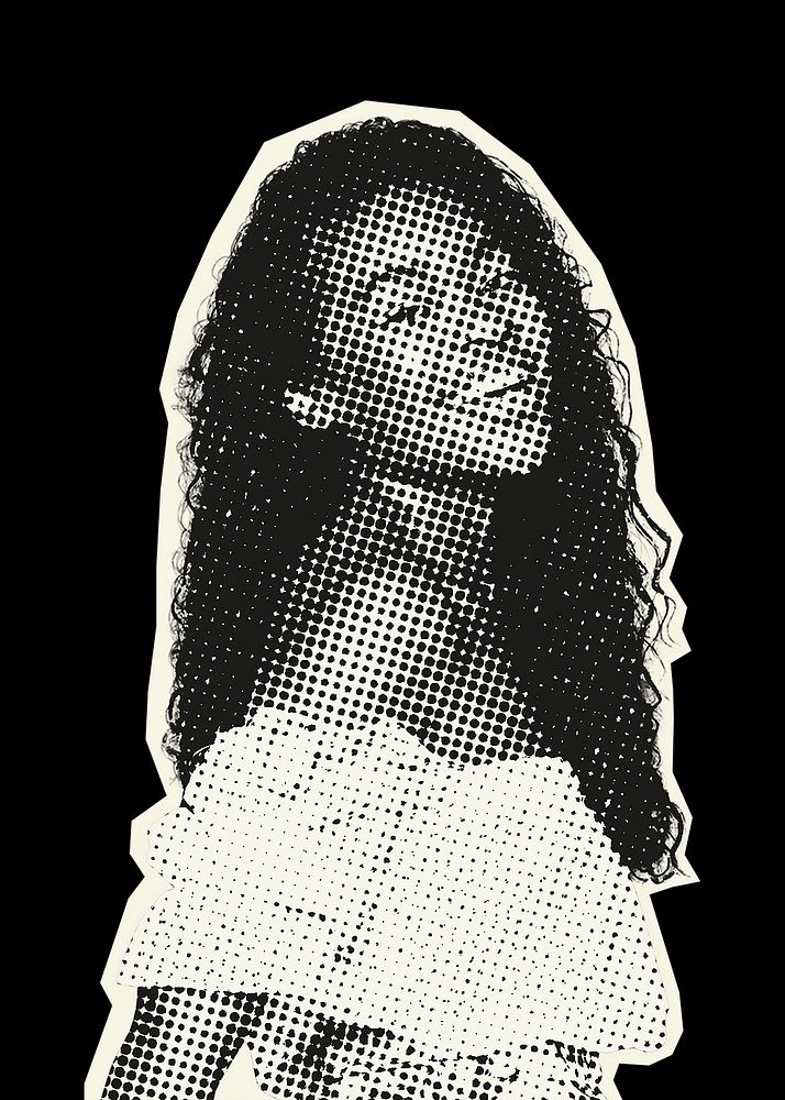 African American woman, black & white half tone design