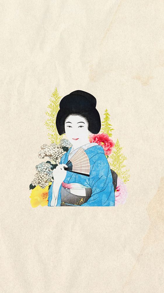Vintage Japanese woman mobile wallpaper