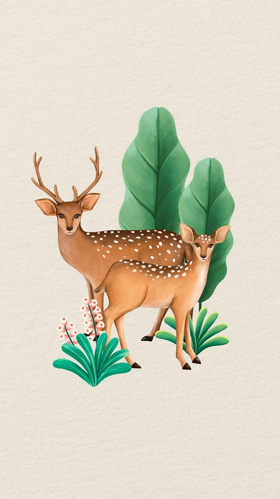 Cute deer mobile wallpaper, beige design