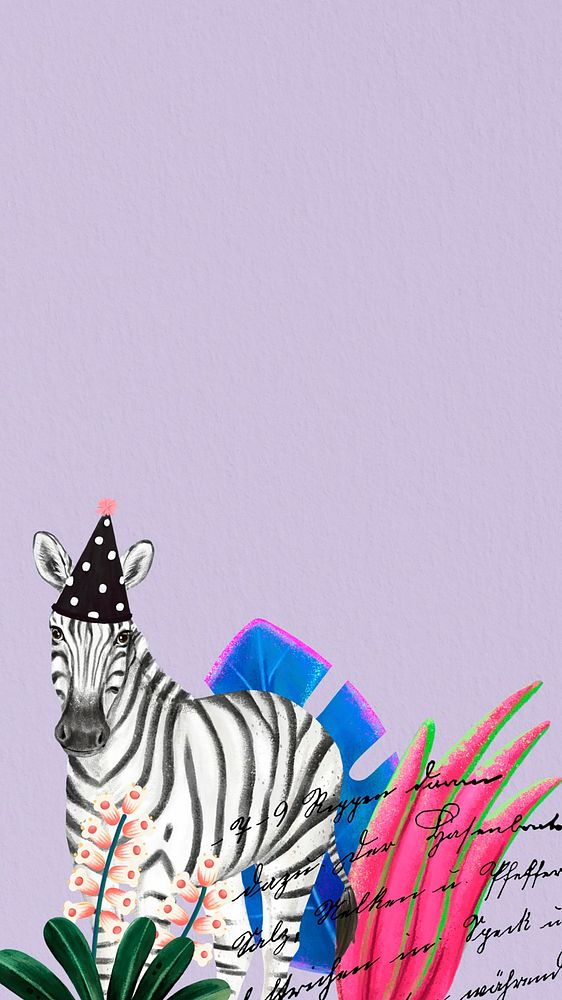 Zebra mobile wallpaper, purple design