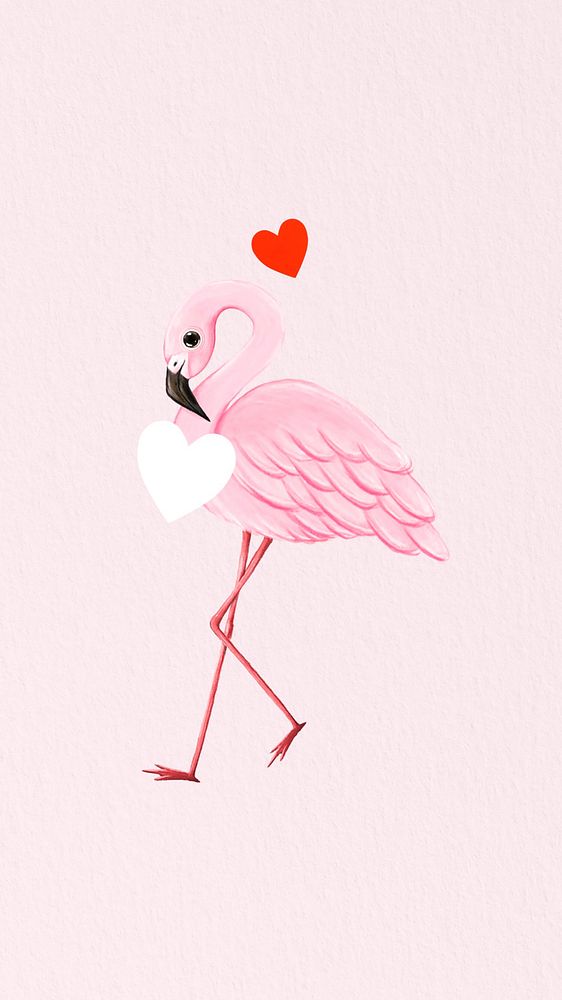 Cute flamingo mobile wallpaper, pink design