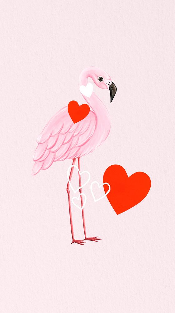 Cute flamingo mobile wallpaper, pink design
