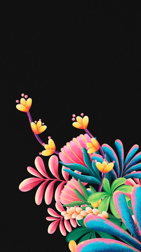 Colorful flowers mobile wallpaper, tropical design