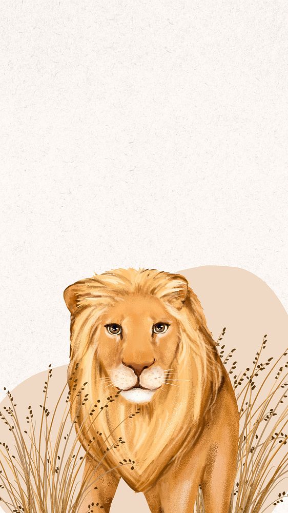 Lion mobile wallpaper, beige design