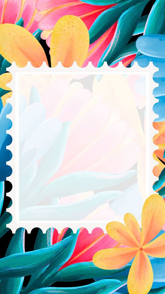 Colorful iPhone wallpaper, tropical leaves frame design