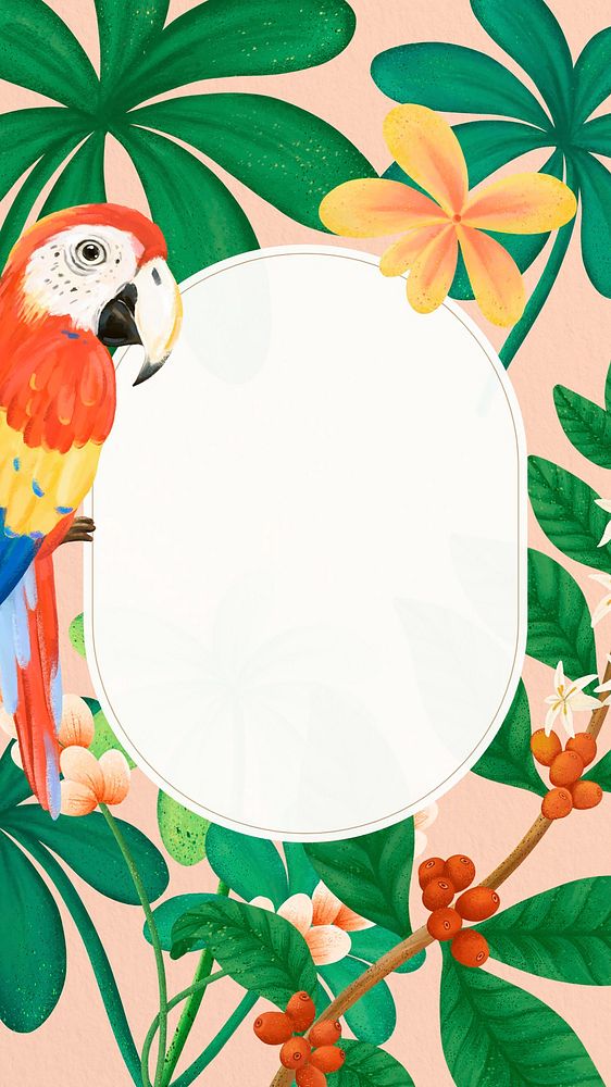 Tropical bird mobile wallpaper, colorful frame design