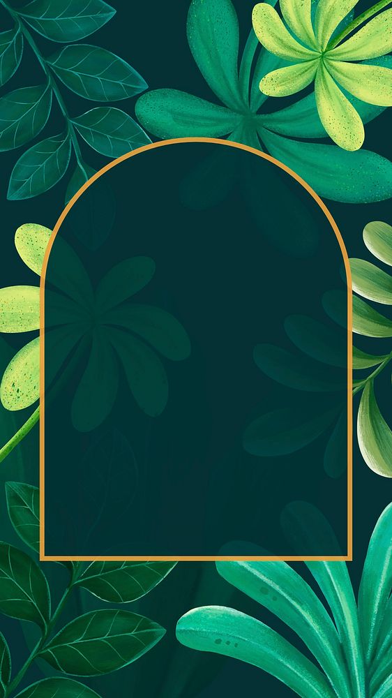 Green leaves mobile wallpaper, tropical frame design