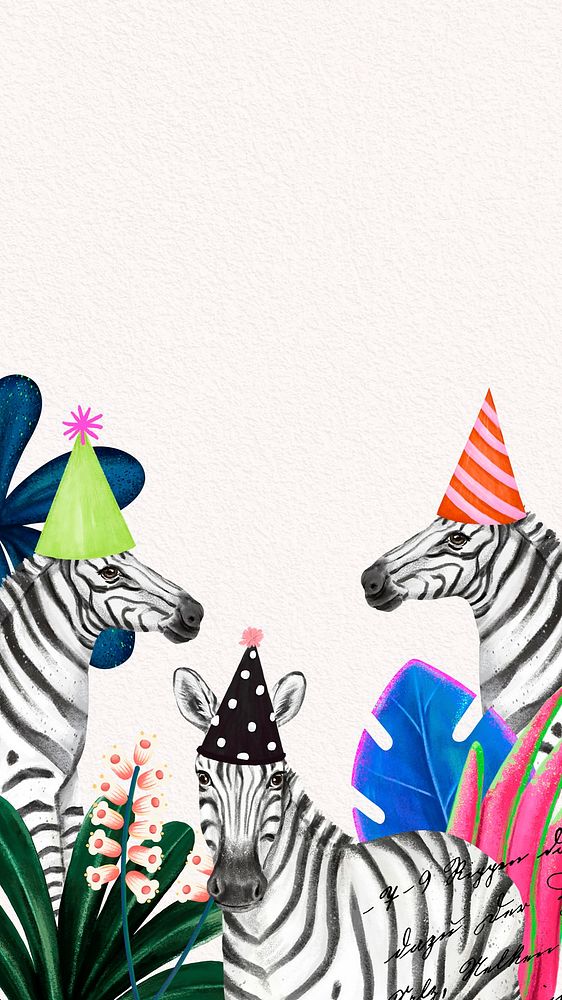 Cute zebras mobile wallpaper, white design