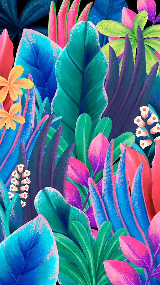 Colorful leaves mobile wallpaper, tropical design