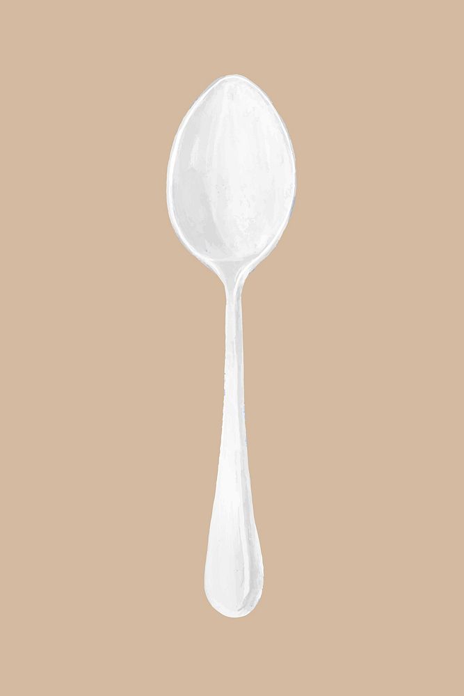 Silver spoon, realistic cutlery illustration vector