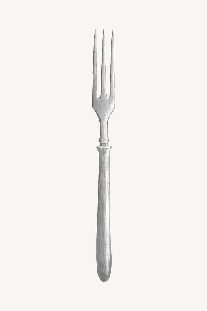 Silver grill fork, kitchenware illustration vector