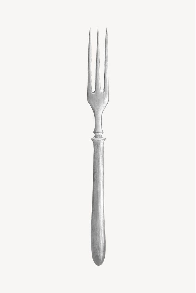 Silver grill fork, kitchenware illustration