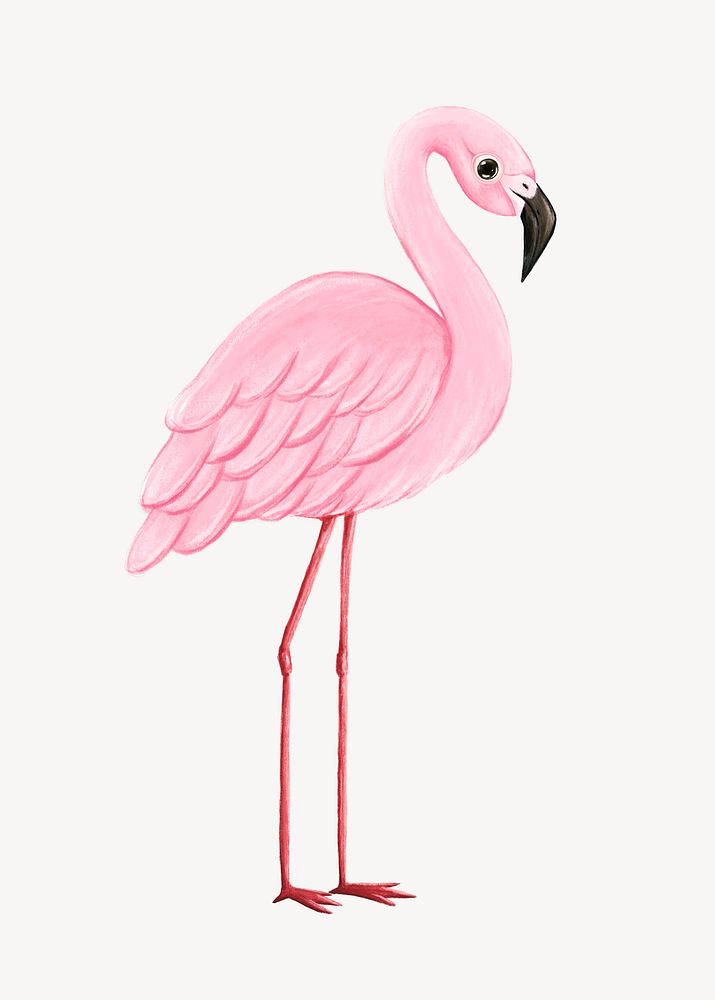 Flamingo collage element, cute animal illustration