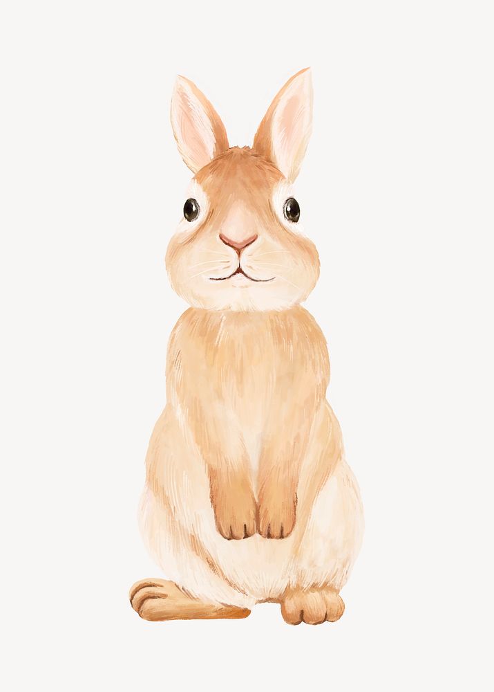 Rabbit collage element, cute animal illustration