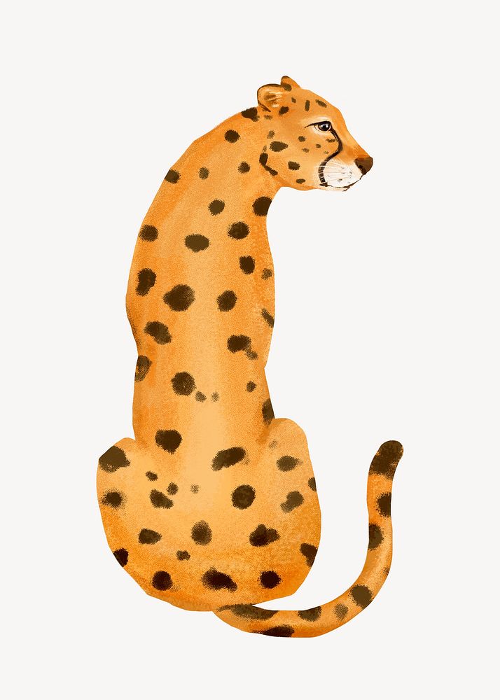 Cheetah collage element, cute animal illustration