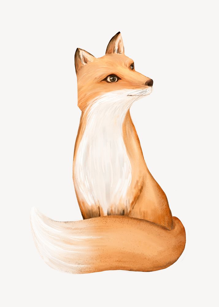 Fox collage element, cute animal illustration