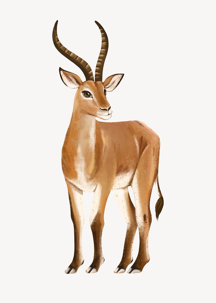 Impala collage element, cute animal illustration psd
