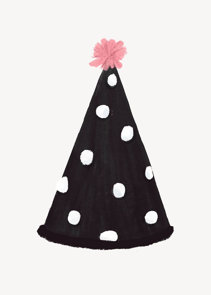 Cute party hat collage element, black design