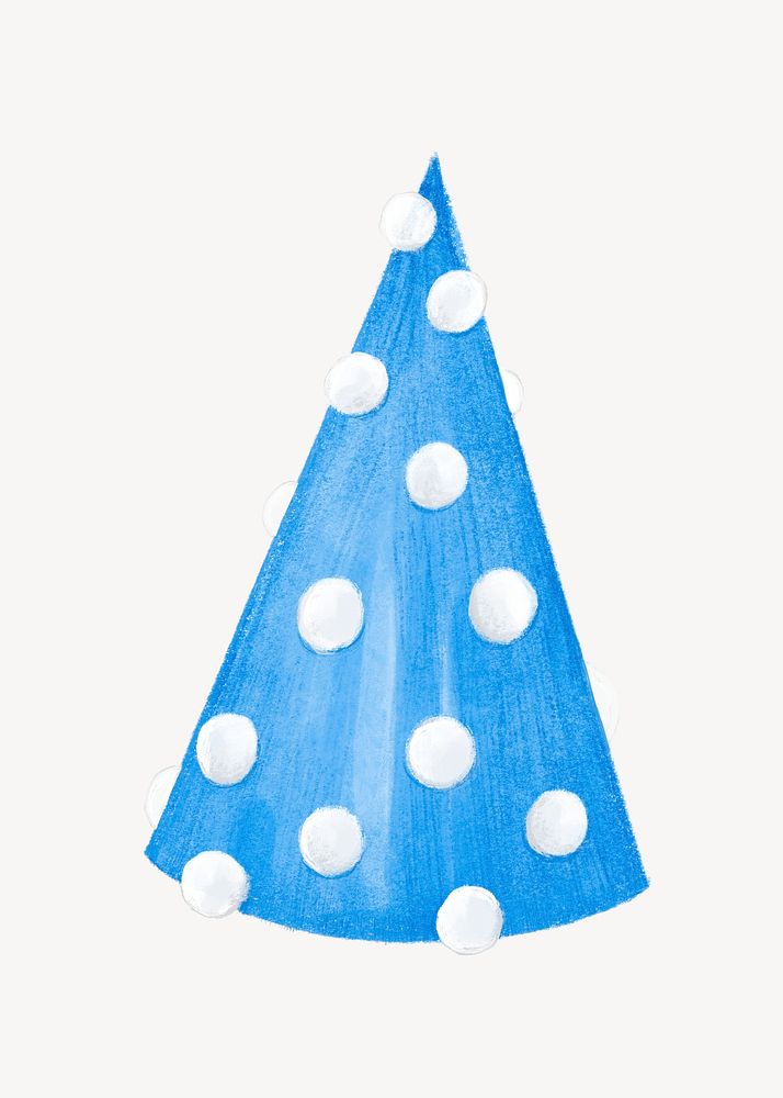Party hat collage element, blue design psd