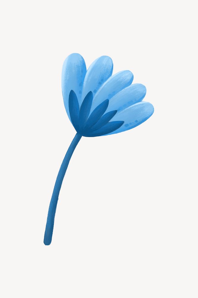 Blue flower collage element, botanical illustration psd