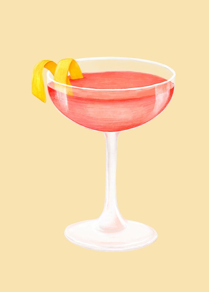 Cosmopolitan cocktail, alcoholic drinks illustration psd