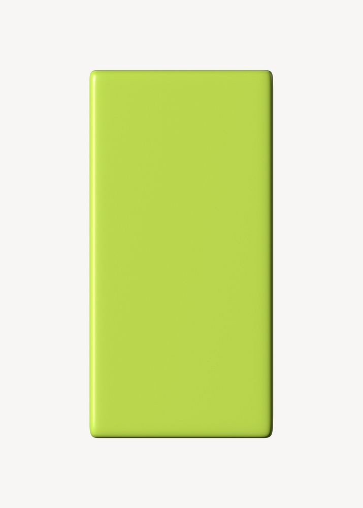 3D green rectangle shape, geometric clipart psd