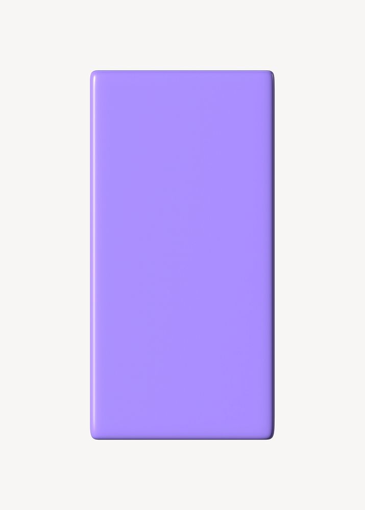 3D purple rectangle shape, geometric clipart psd