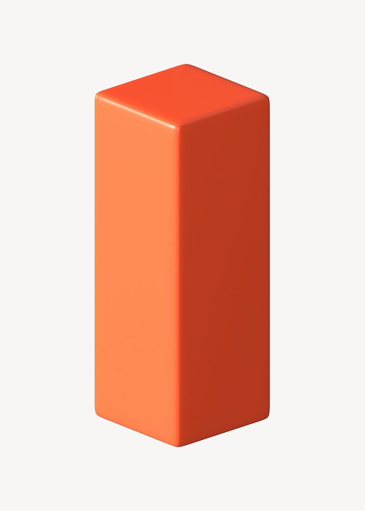 3D orange cuboid clipart, geometric shape psd