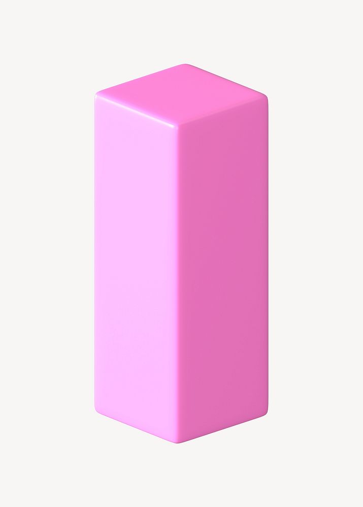 3D pink cuboid, geometric shape