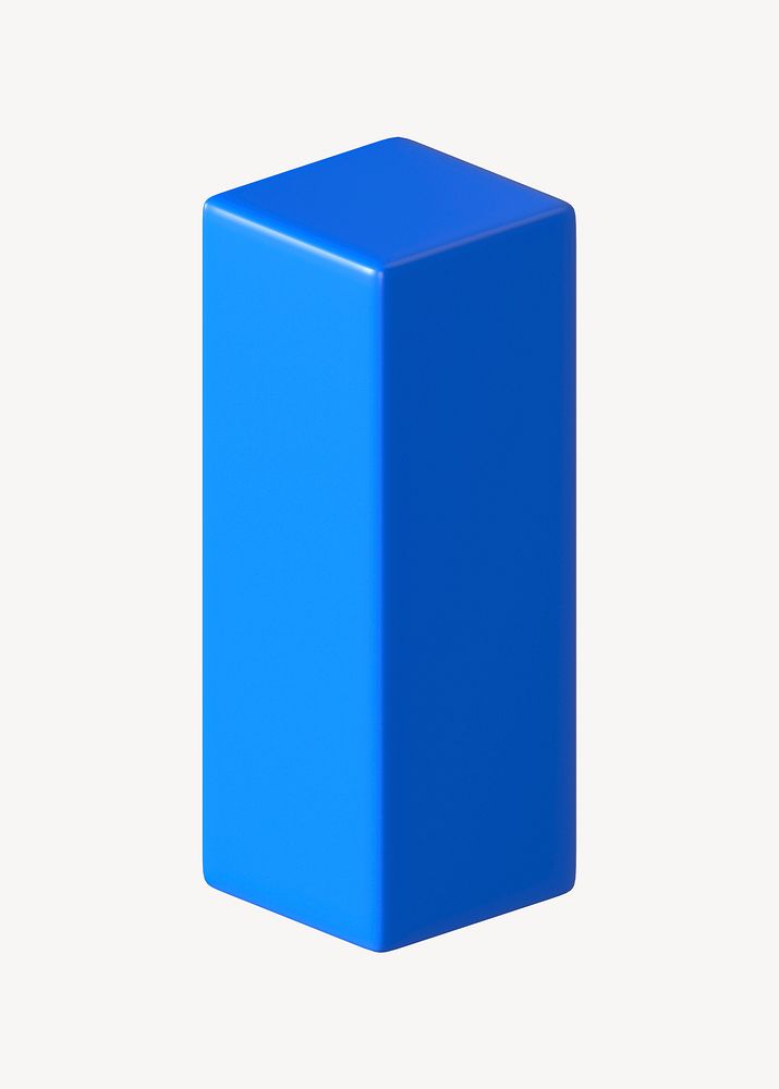 3D blue cuboid clipart, geometric shape psd