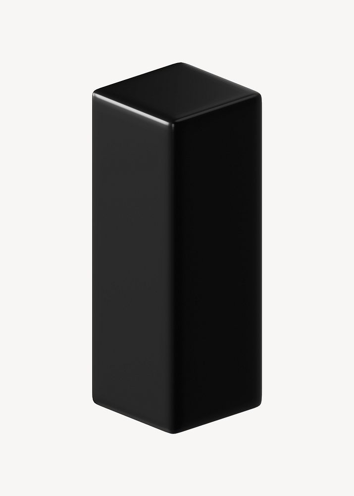 3D black cuboid, geometric shape