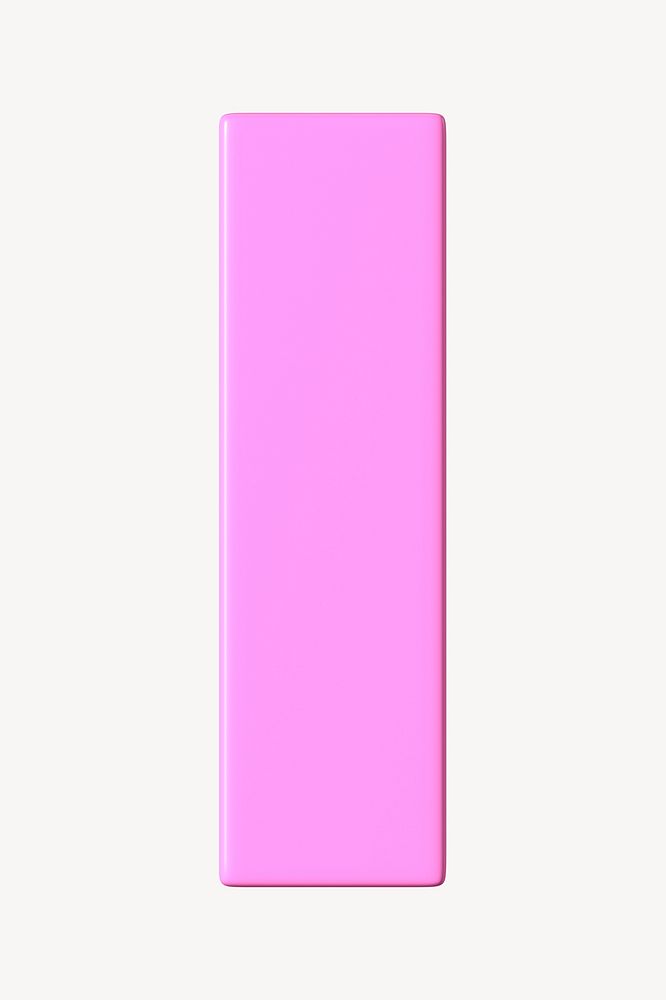 3D pink rectangle shape, geometric clipart psd