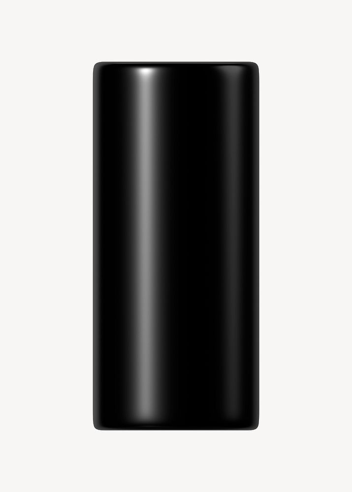 3D black cylinder, geometric shape