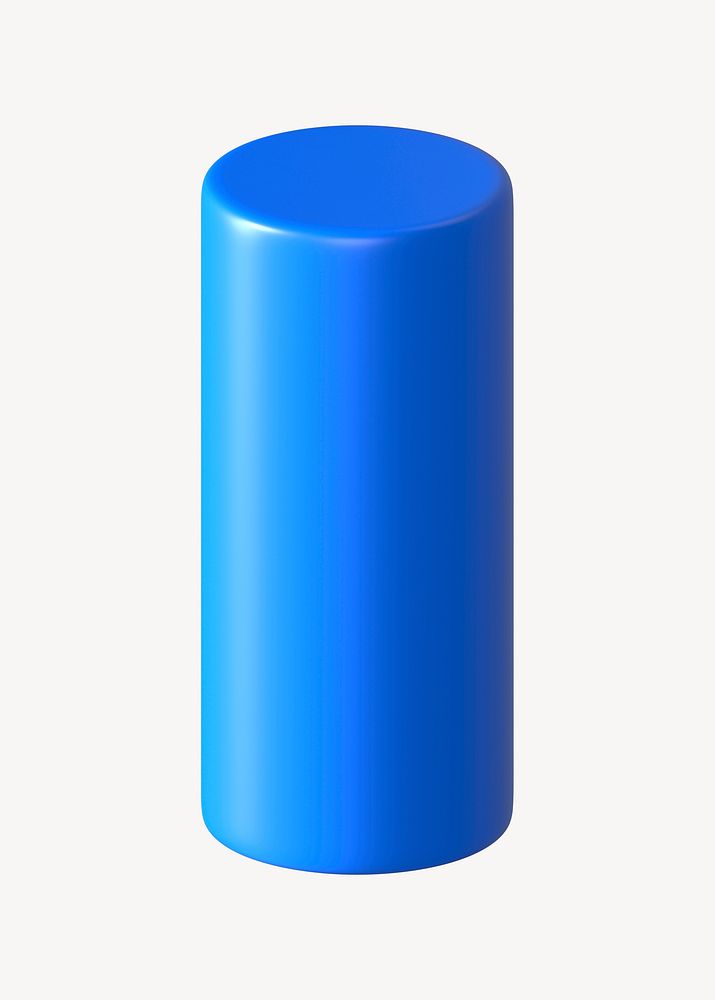3D blue cylinder, geometric clipart psd