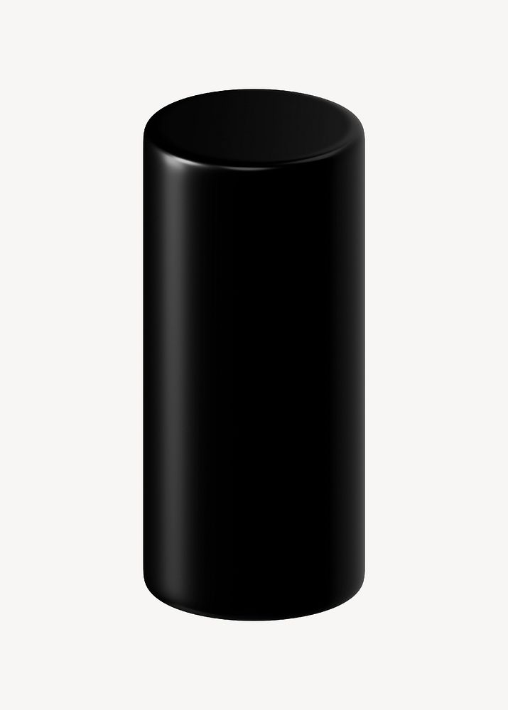 3D black cylinder, geometric clipart psd
