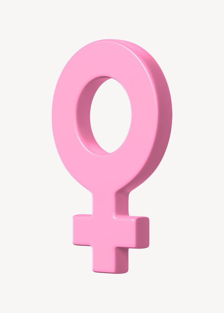 Pink female symbol 3D collage element psd