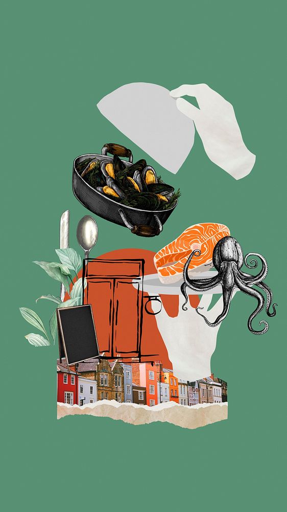 Seafood restaurant iPhone wallpaper remix
