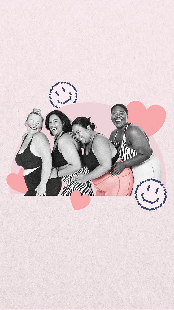 Body positivity iPhone wallpaper, plus-size women remix