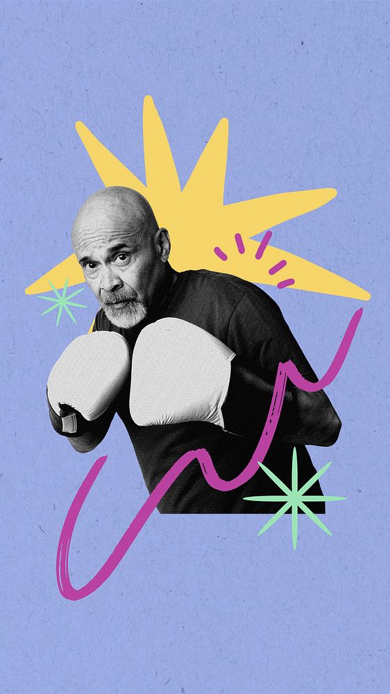Boxing man iPhone wallpaper, wellness remix