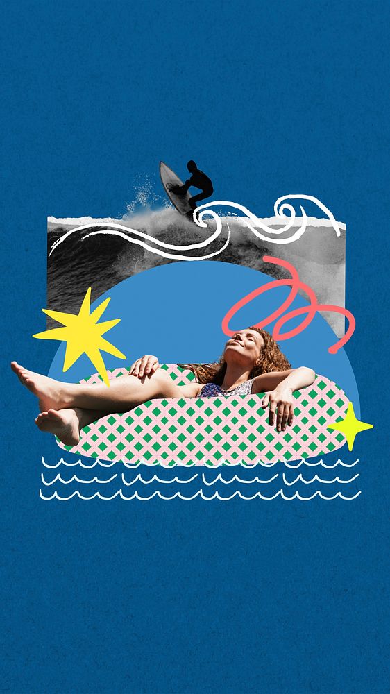 Sunbathing Summer iPhone wallpaper, woman remix
