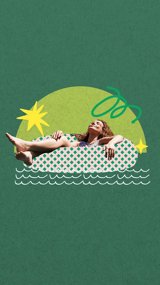 Sunbathing Summer iPhone wallpaper, woman remix
